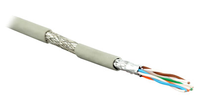 Twisted Pair Cable SFTP, category 6a (10GBE), 4 pairs, solid, FR-LSZH jacket